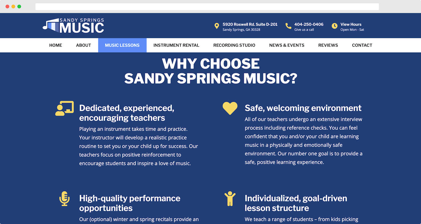 Sandy Springs Music Website